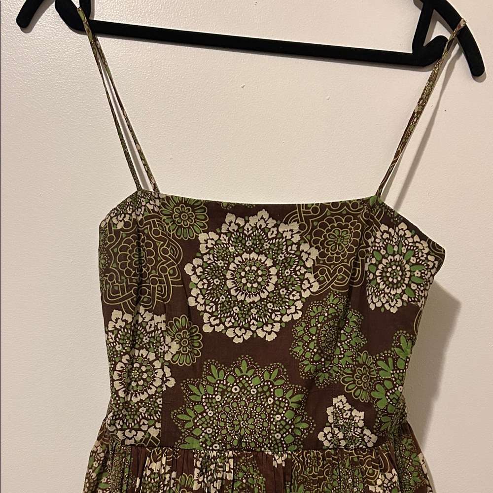 Cotton Chocolate and Olive Floral Dress